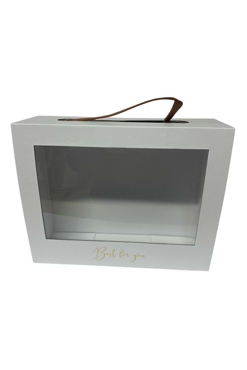 Kutu Dikdörtgen Pencereli 30*24*10 cm - Kutu Modelleri - Vitrin Kutu - Beyaz