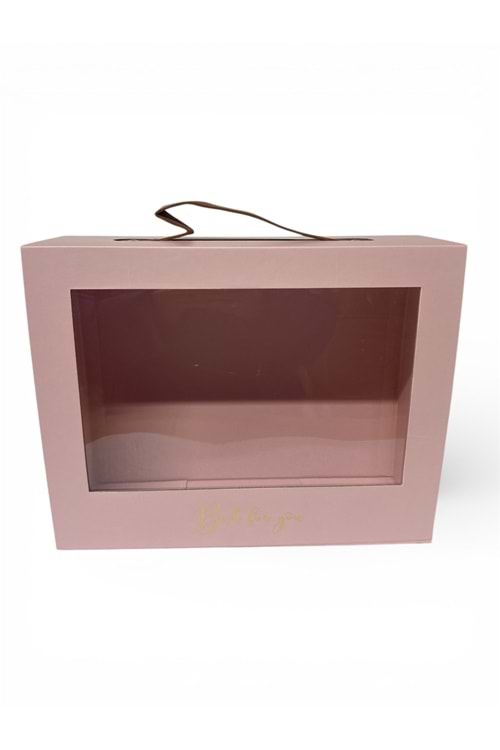 Kutu Dikdörtgen Pencereli 30*24*10 cm - Kutu Modelleri - Vitrin Kutu - Pembe