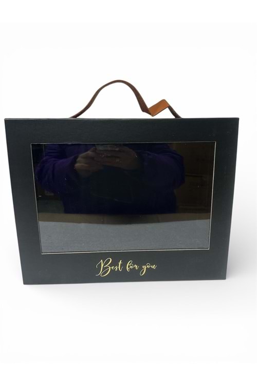 Kutu Dikdörtgen Pencereli 30*24*10 cm - Kutu Modelleri - Vitrin Kutu - Siyah