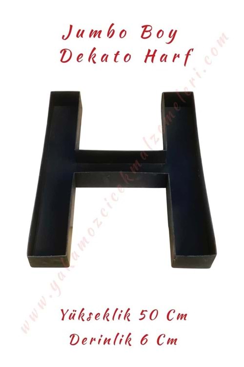 H Jumbo Boy Dekato Harf Suya Dayanıklı Kesme - Canlı Çiçek Aranjman Altlığı - H Harfi