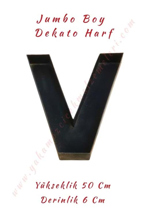 V Jumbo Boy Dekato Harf Suya Dayanıklı Kesme - Canlı Çiçek Aranjman Altlığı - V Harfi