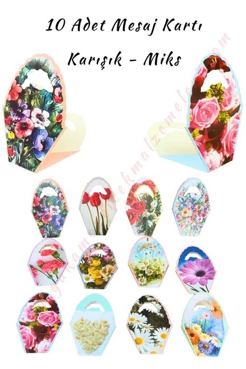 Sepet Formunda Not Kartı - Mix Model 10 Adet