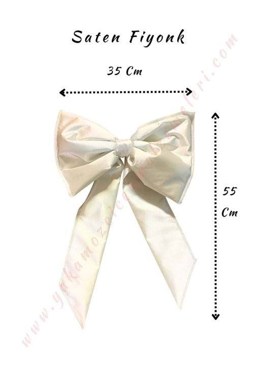 Saten Fiyonk Gelin Arabası Süsü Boy 55 Cm En 35 Cm