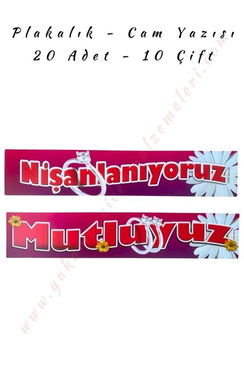 Plakalık - Cam Yazısı - Nişanlanıyoruz Mutluyuz - Kırmızı