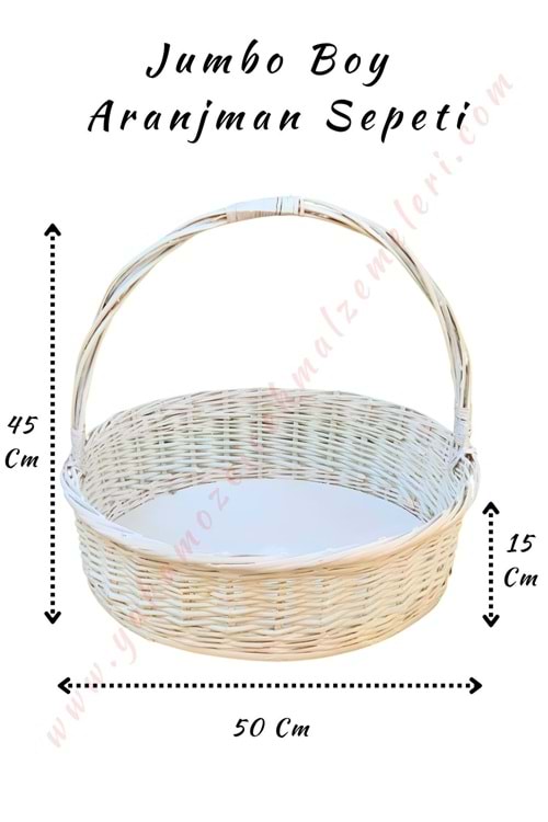 Aranjman Sepeti Yuvarlak Jumbo Boy Tek Saplı Beyaz Çap 50 Cm