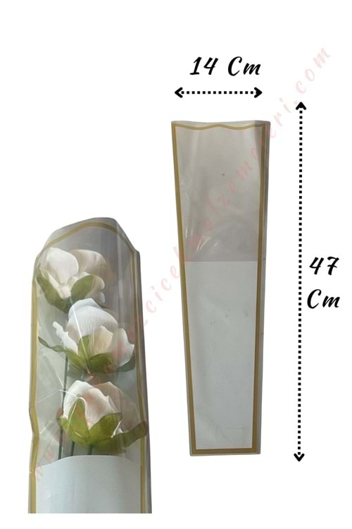 Çiçek Poşeti Geniş 50 Adet 14*47 Cm - Tek Güllük Büyük - Beyaz