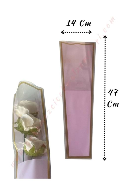Çiçek Poşeti Geniş 50 Adet 14*47 Cm - Tek Güllük Büyük - Pembe