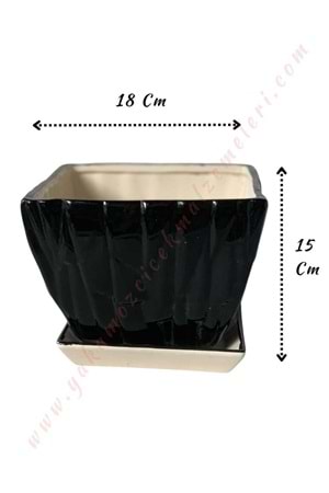 Kare Seramik Saksı 18*18*15 Cm YK-668 - Siyah