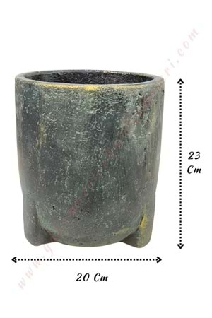 Beton Büyük Boy Saksı Kazan 20 Cm Çap 23 Cm Yükseklik - Siyah