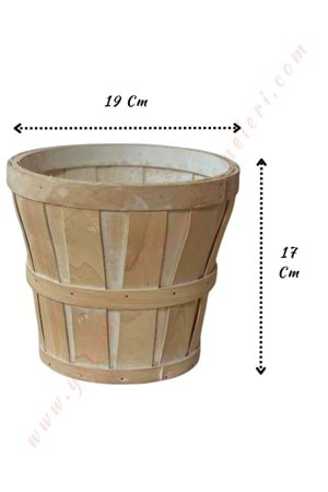 Ahşap Sepet Çap 19 Cm Yükseklik 17 Cm YK-529 - Krem