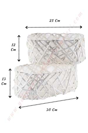 2 li Örgü Oval Beyaz Sepet YK-47