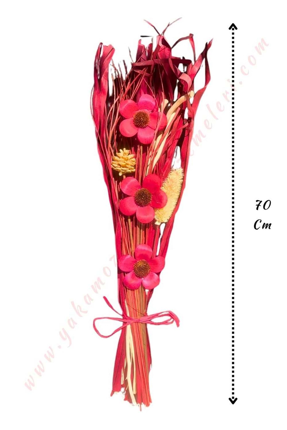 Dekoratif Kuru Çiçek Buketi Boy 70 Cm YK-179 - Pembe