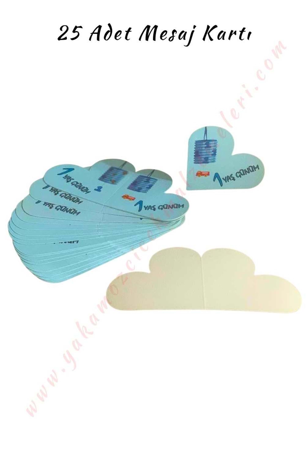 25 Adet Mesaj Kartı - 1. Yaş Günüm Mavi