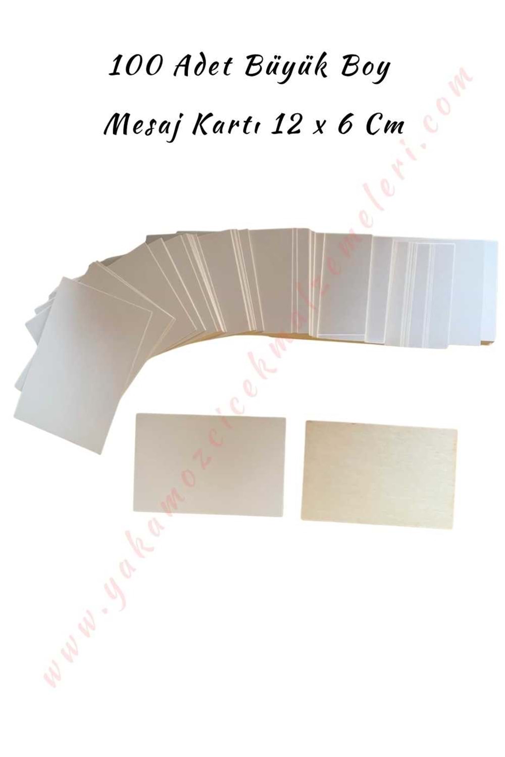 100 Adet Büyük Boy Mesaj Kartı 12*8 Cm - Beyaz