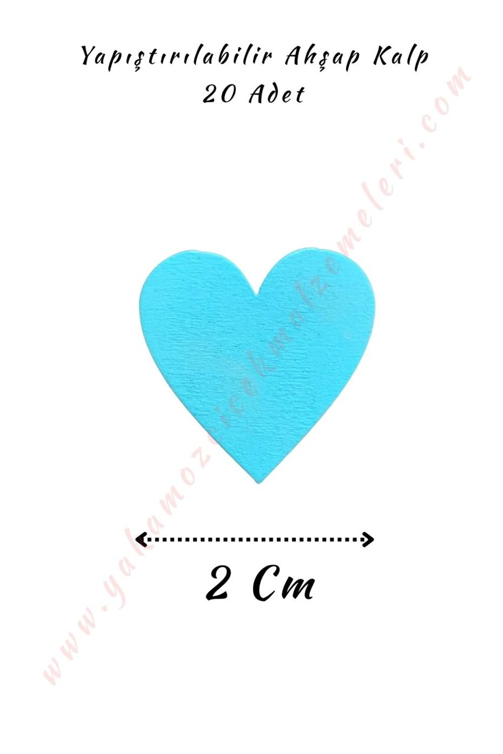 Yapıştırılabilir Ahşap Kalp 2 Cm - Mavi
