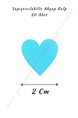 Yapıştırılabilir Ahşap Kalp 2 Cm - Mavi