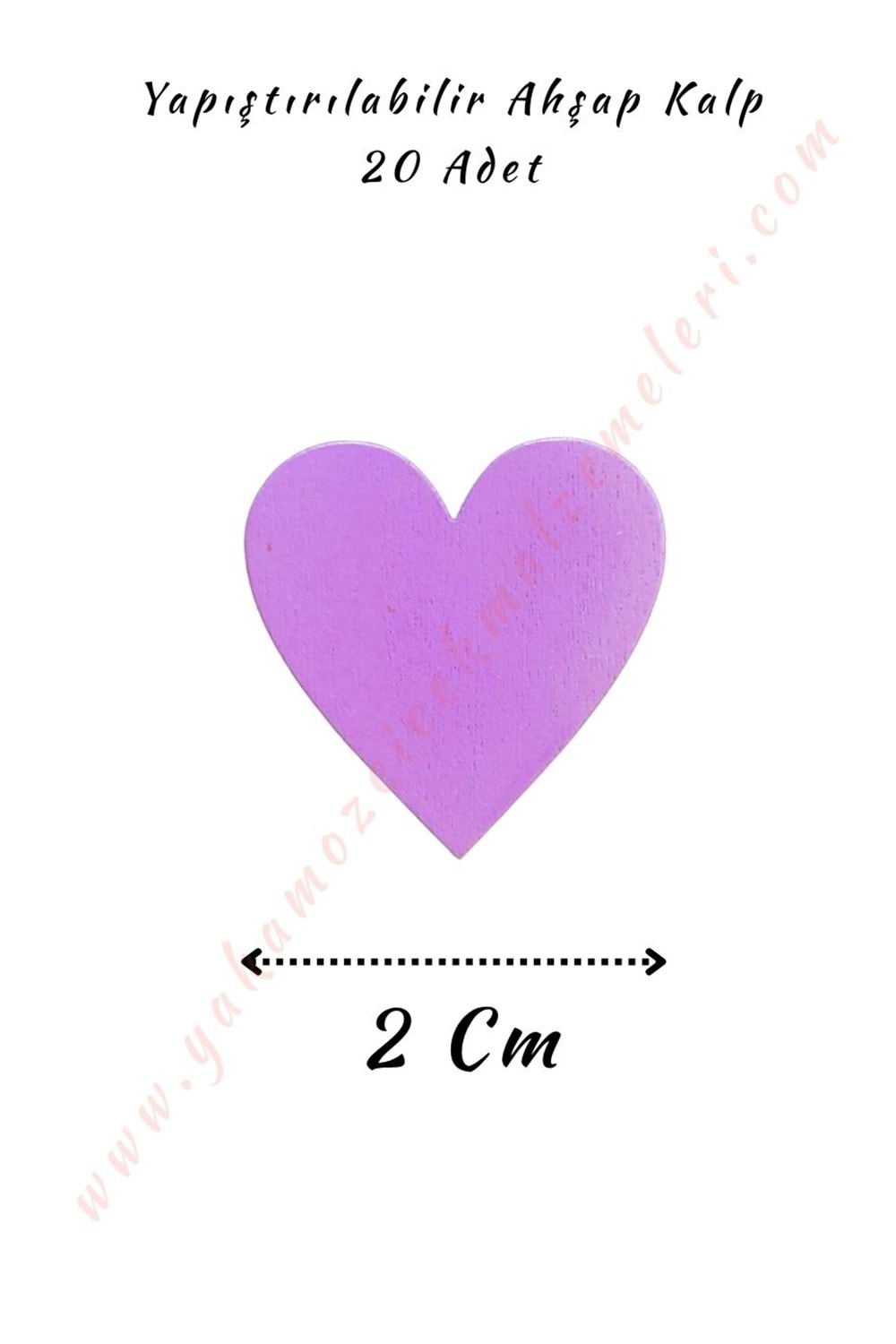 Yapıştırılabilir Ahşap Kalp 2 Cm - Mor