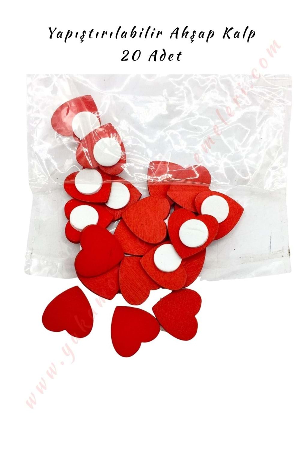 Yapıştırılabilir Ahşap Kalp 2 Cm - Mor