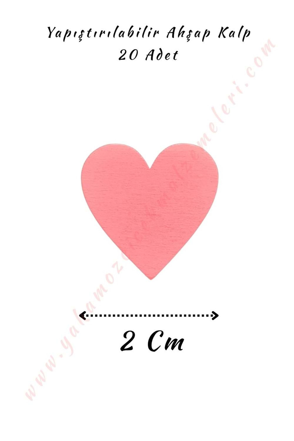 Yapıştırılabilir Ahşap Kalp 2 Cm - Pembe