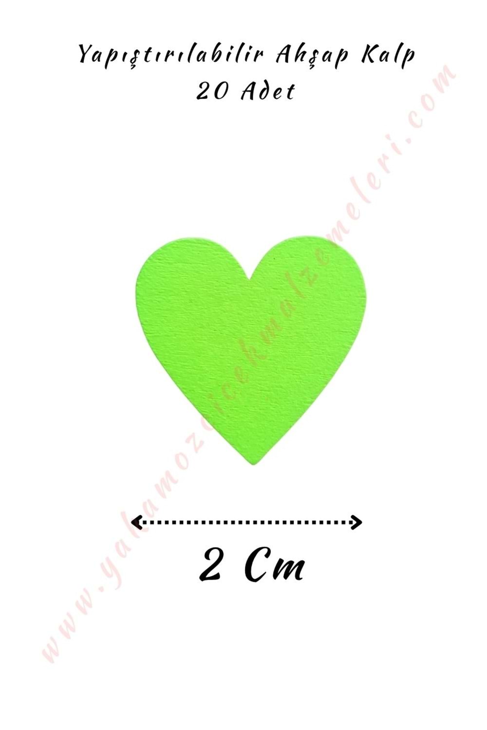 Yapıştırılabilir Ahşap Kalp 2 Cm - Yeşil