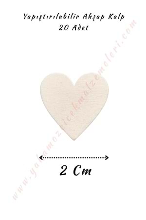 Yapıştırılabilir Ahşap Kalp 2 Cm - Beyaz