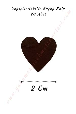 Yapıştırılabilir Ahşap Kalp 2 Cm - Siyah