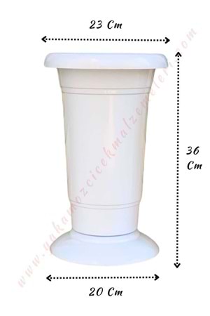 Plastik Çiçek Kovası Orta Boy Çap 23 Cm Yükseklik 36 Cm V002 - Beyaz