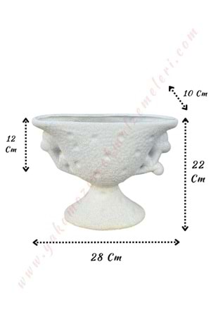 Ayaklı Oval Seramik Vazo 28*22 Cm Uyar H-8 - Beyaz