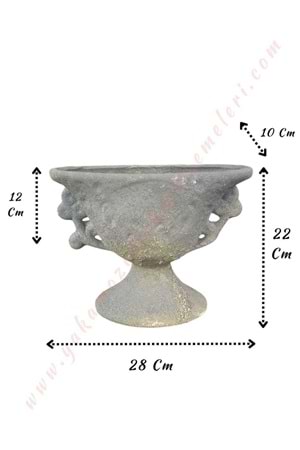 Ayaklı Oval Seramik Vazo 28*22 Cm Uyar H-8 - Gri
