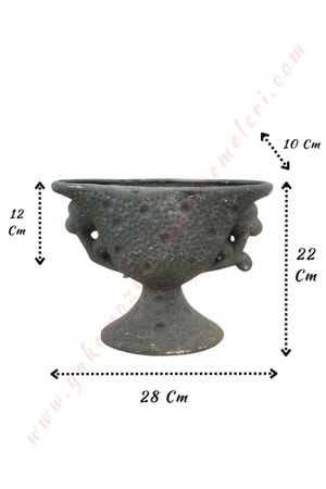 Ayaklı Oval Seramik Vazo 28*22 Cm Uyar H-8 - Siyah