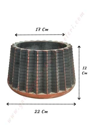 Beton Saksı Kuyu Model Çap 22 Cm Yükseklik 12 Cm - Kahverengi-Siyah