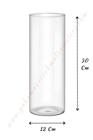 Silindir Cam Vazo - İnce - Çap 12*30 Cm Boy