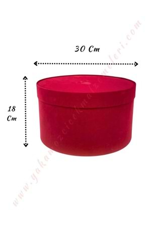 Kadife Silindir Kutu Çiçek Çikolata Hediye Kutusu Çap 30 Cm - Bordo