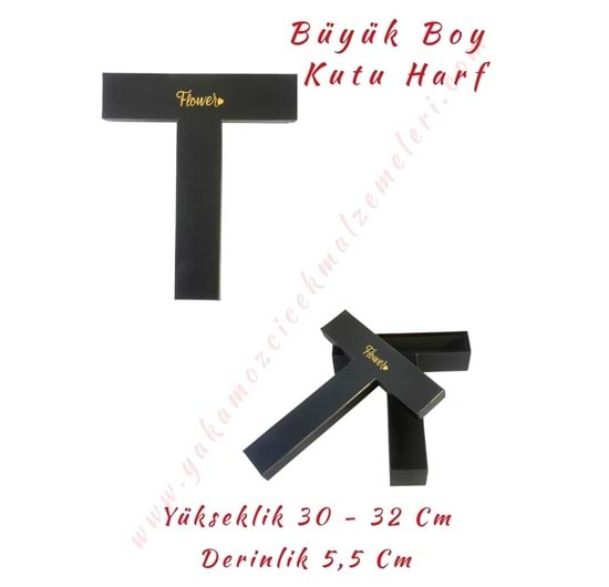 T Kutu Harf Büyük Boy Çiçek Çikolata Aranjman Kutusu - T Harfi