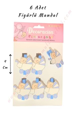 Figürlü Mandal - 6 lı Paket - Büyük Pusetli Bebek