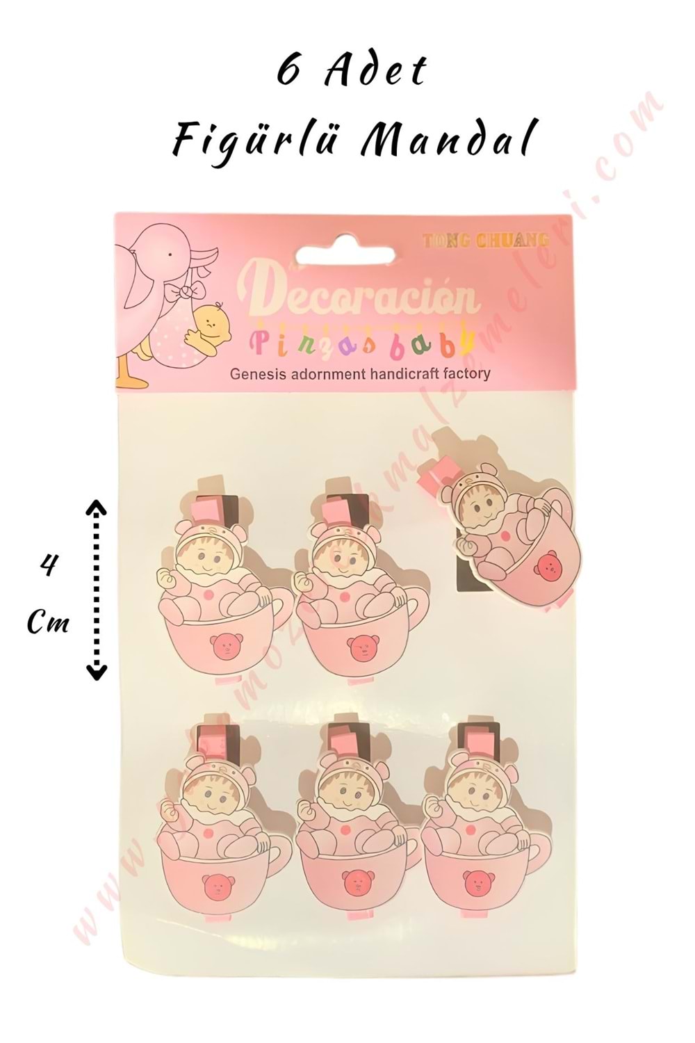 Figürlü Mandal - 6 lı Paket - Pembe Fincanda Bebek