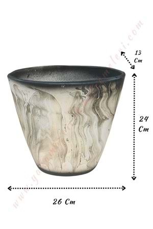 Geniş Ağızlı Oval Saksı Vazo Marki 26*13*24 Cm