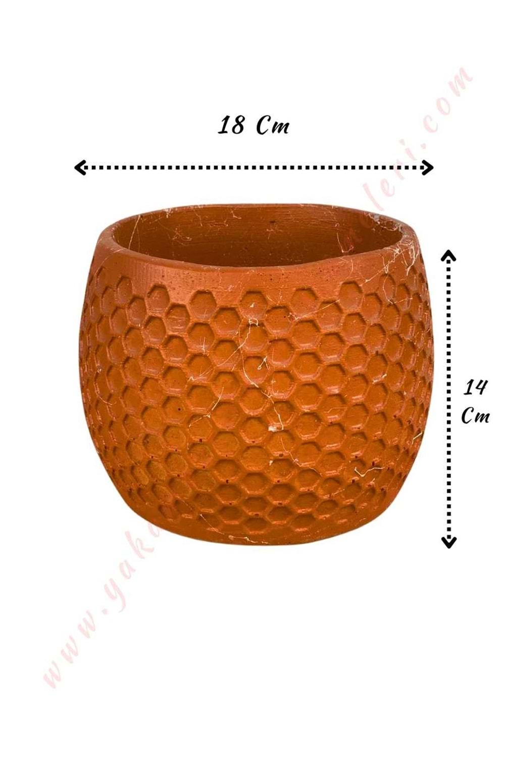 Beton Petek Saksı Çap 18 Cm Yükseklik 14 Cm - Bakır