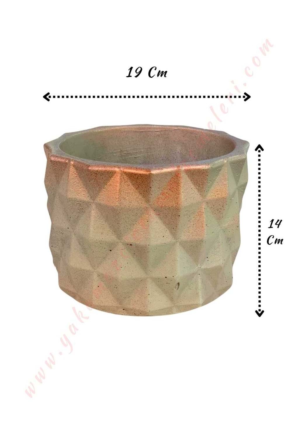 Beton Çanak Saksı Çap 19 Cm Yükseklik 14 Cm - Gri