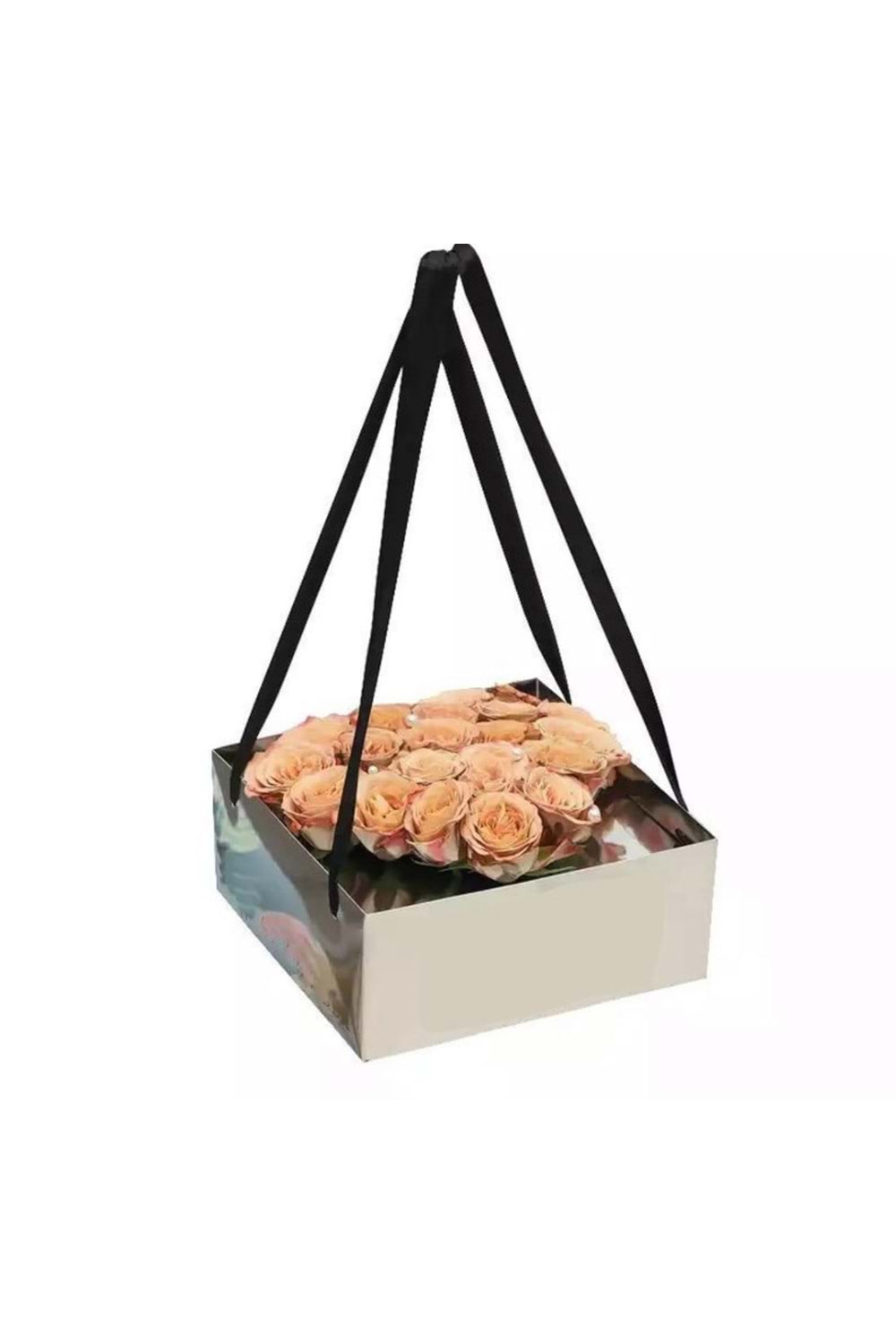 Çiçek Çikolata Taşıma Kutusu Kalp Şekilli 23*23*10 Cm - 10 Adet