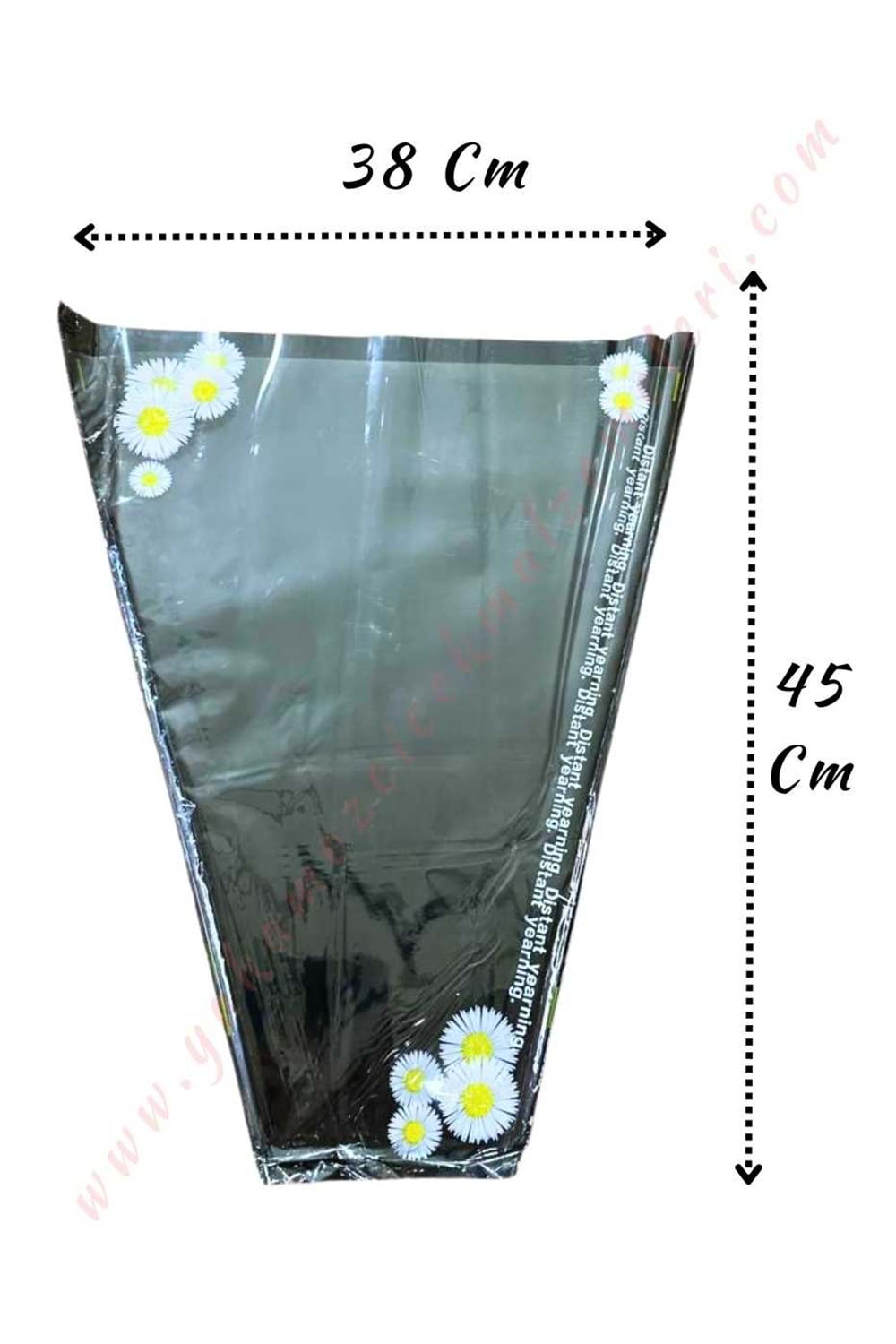 Çiçek - Buket Paketleme Poşeti Papatya Desenli Papatya 50 Adet 38*45 Cm YK-155