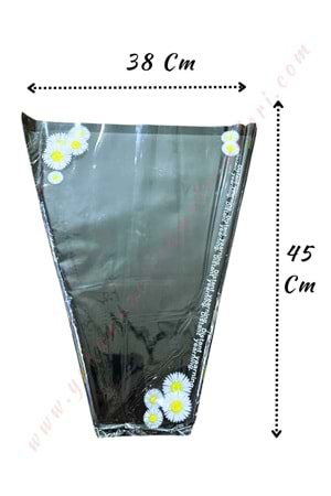 Çiçek - Buket Paketleme Poşeti Papatya Desenli Papatya 50 Adet 38*45 Cm YK-155