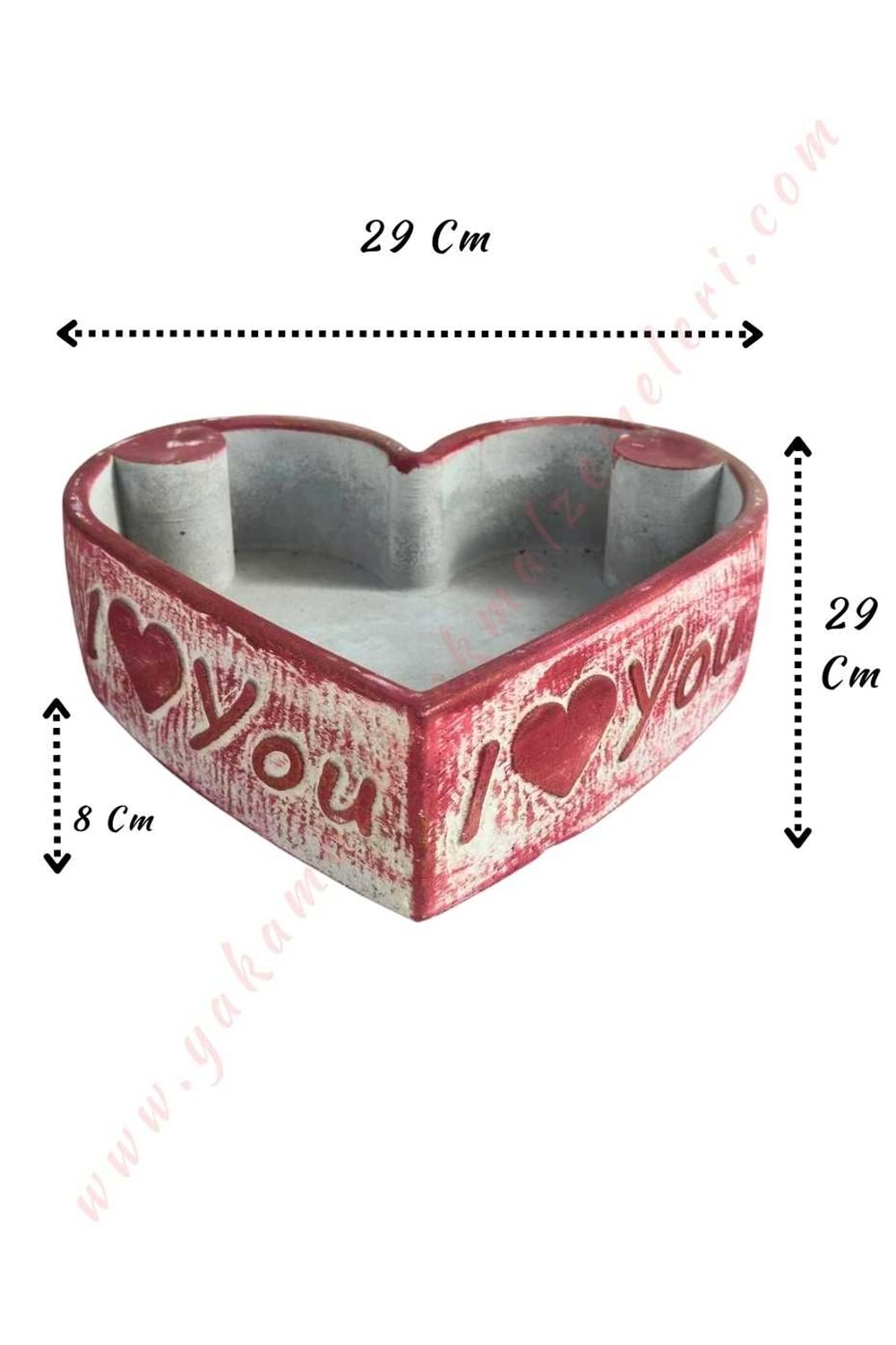 Beton Kalp Saksı - Kırmızı - 29*29*8 Cm