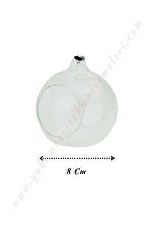 Dekoratif Cam Küre Kandil Mumluk Çap 8 cm Küçük YK-197