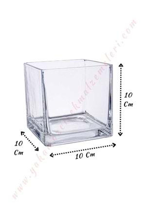 Kare Cam Vazo Küp Mumluk Saksı 10*10*10 Cm YK-182