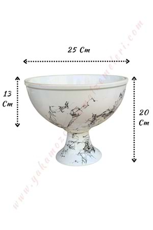 Ayaklı Seramik Büyük Boy Saksı Kupa Çap 25 Cm Yükseklik 20 Cm - Beyaz