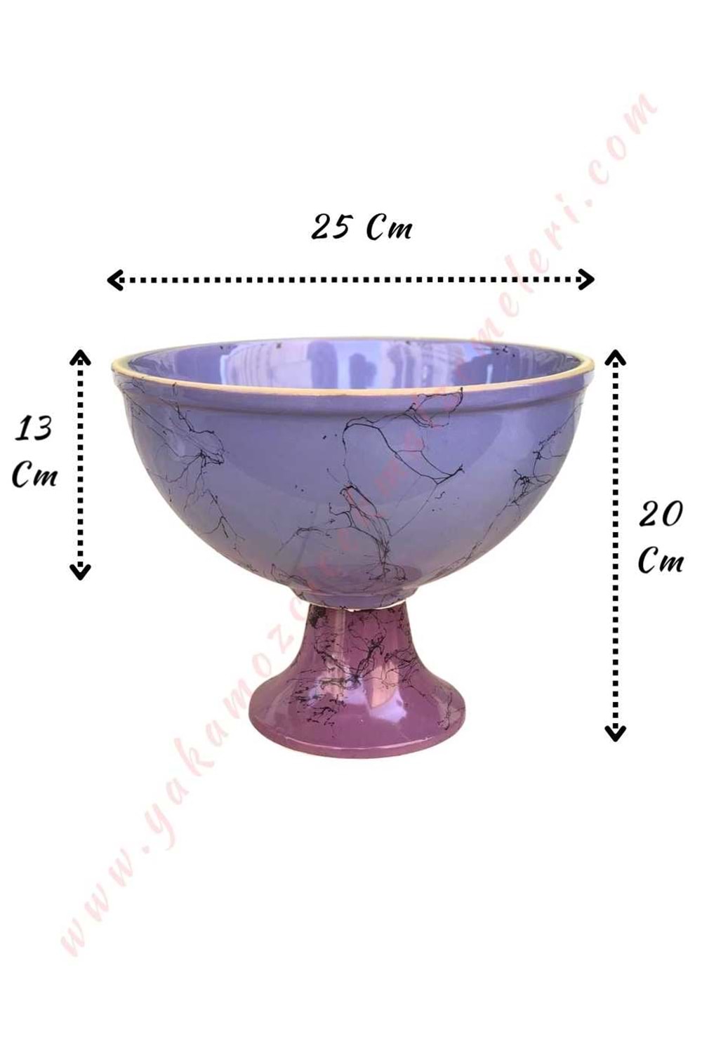 Ayaklı Seramik Büyük Boy Saksı Kupa Çap 25 Cm Yükseklik 20 Cm - Lila