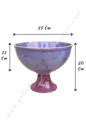 Ayaklı Seramik Büyük Boy Saksı Kupa Çap 25 Cm Yükseklik 20 Cm - Lila