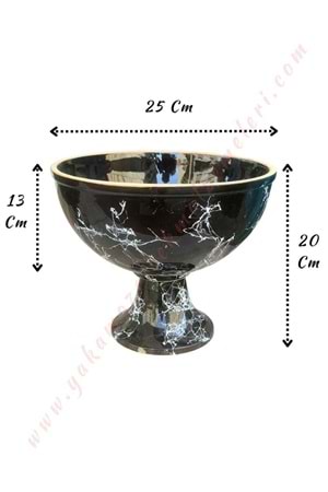 Ayaklı Seramik Büyük Boy Saksı Kupa Çap 25 Cm Yükseklik 20 Cm - Siyah