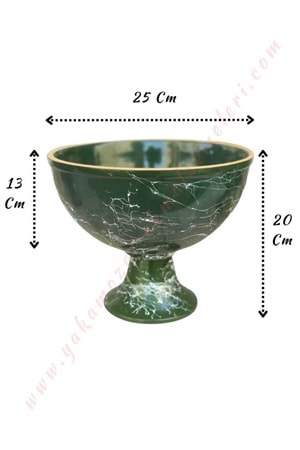 Ayaklı Seramik Büyük Boy Saksı Kupa Çap 25 Cm Yükseklik 20 Cm - Yeşil